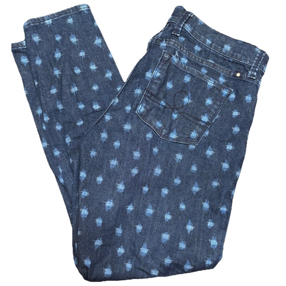 Lucky Brand Sofia Skinny Jeans Women's 8/29 Blue Polka Dot Pattern Denim Stretch